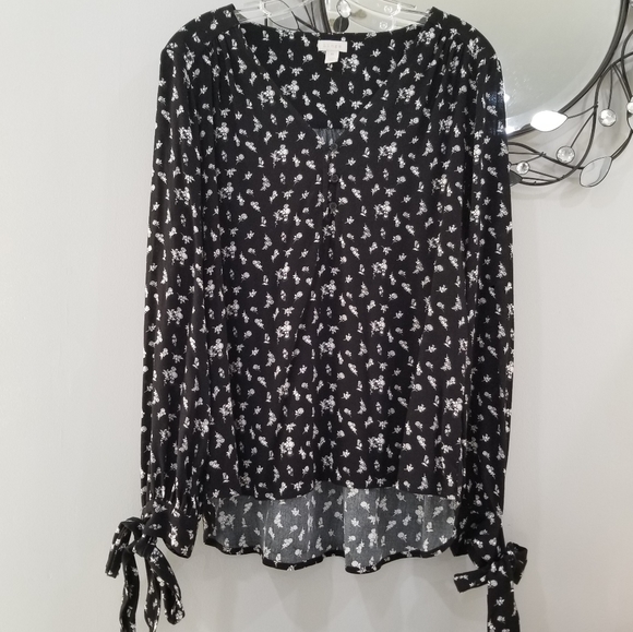 Hinge Floral Tie Sleeve Blouse -1 - Picture 2 of 6